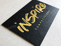 Satin gold foil on matt black business cards