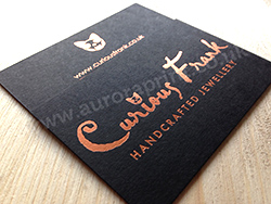 Copper foil business cards printed ebony/black colorplan card
