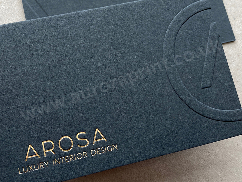 Embossed and debossed business cards.