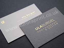 Duplexed business cards with gold foil print