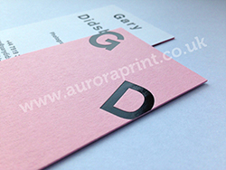 Duplexed business cards with gloss black foil