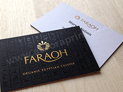 Duplexed business cards with gold and black foil print