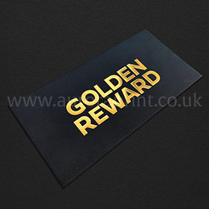 Bright gold foil stamped DL black envelopes