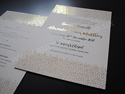Digital gold foil printed wedding invitations.