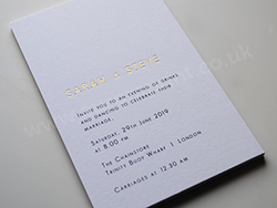 Metallic gold foil and black print wedding invitations