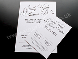 Metallic black foil printed wedding stationery