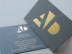 Gold foil business cards printed on 540gsm dark grey colorplan