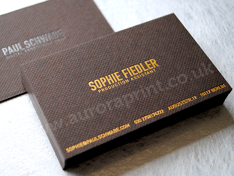 Luxury hot foil printed business cards and stationery.