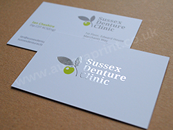 Silver foil business cards on 400gsm matt laminated stock