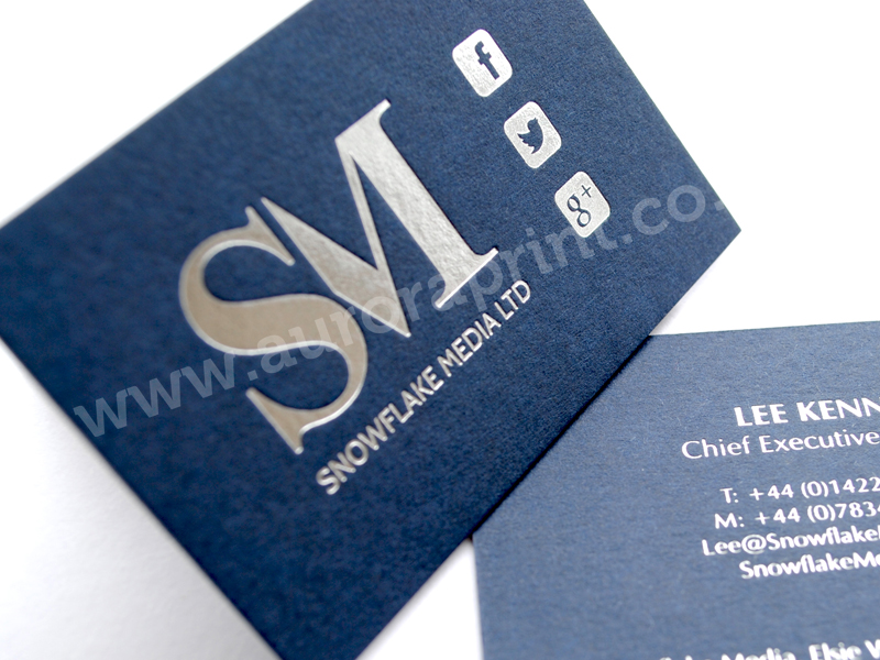 Silver hot foil printed business cards, business stationery and wedding