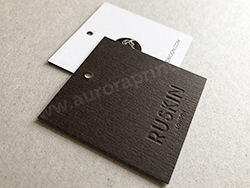 debossed and duplexed square swing tags