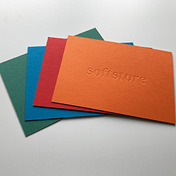 Note cards with blind debossing on mixed and duplexed colorplan colours