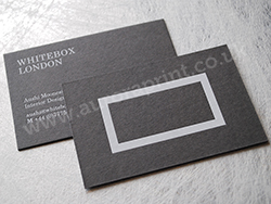 White foil business cards printed on dark grey 540gsm colorplan