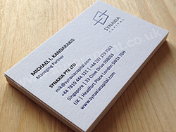 350gsm cool grey colorplan business cards with black and blue foil print.