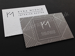 Duplexed dark grey and cool grey colorplan business cards.