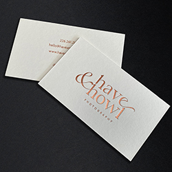 Satin copper foiled business cards.