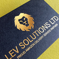 Gold and black business cards - printed using metallic gold and satin black.